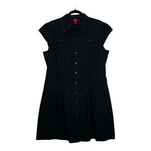 Merona Black Button Up Short Sleeve Shirt Dress XL